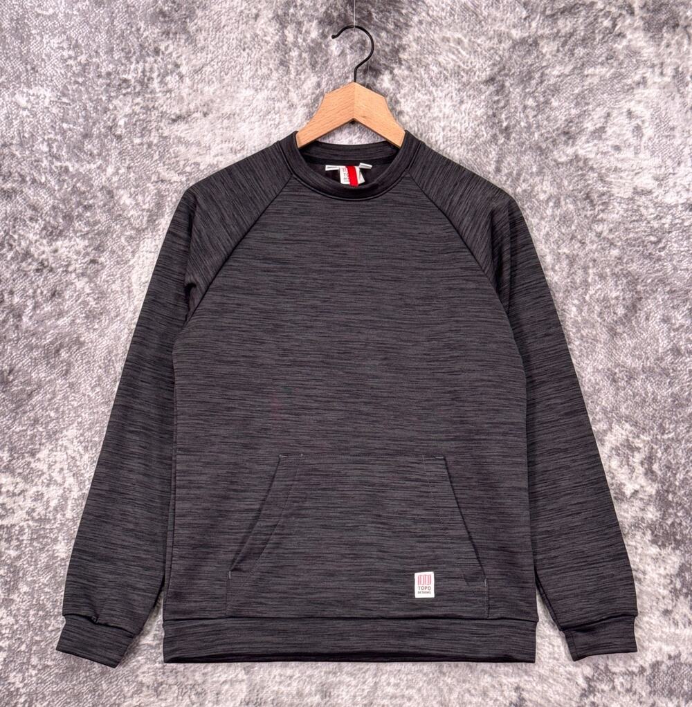 TOPO Designs Mountain Sweatshirt Small Mens Gray Fleece Lined